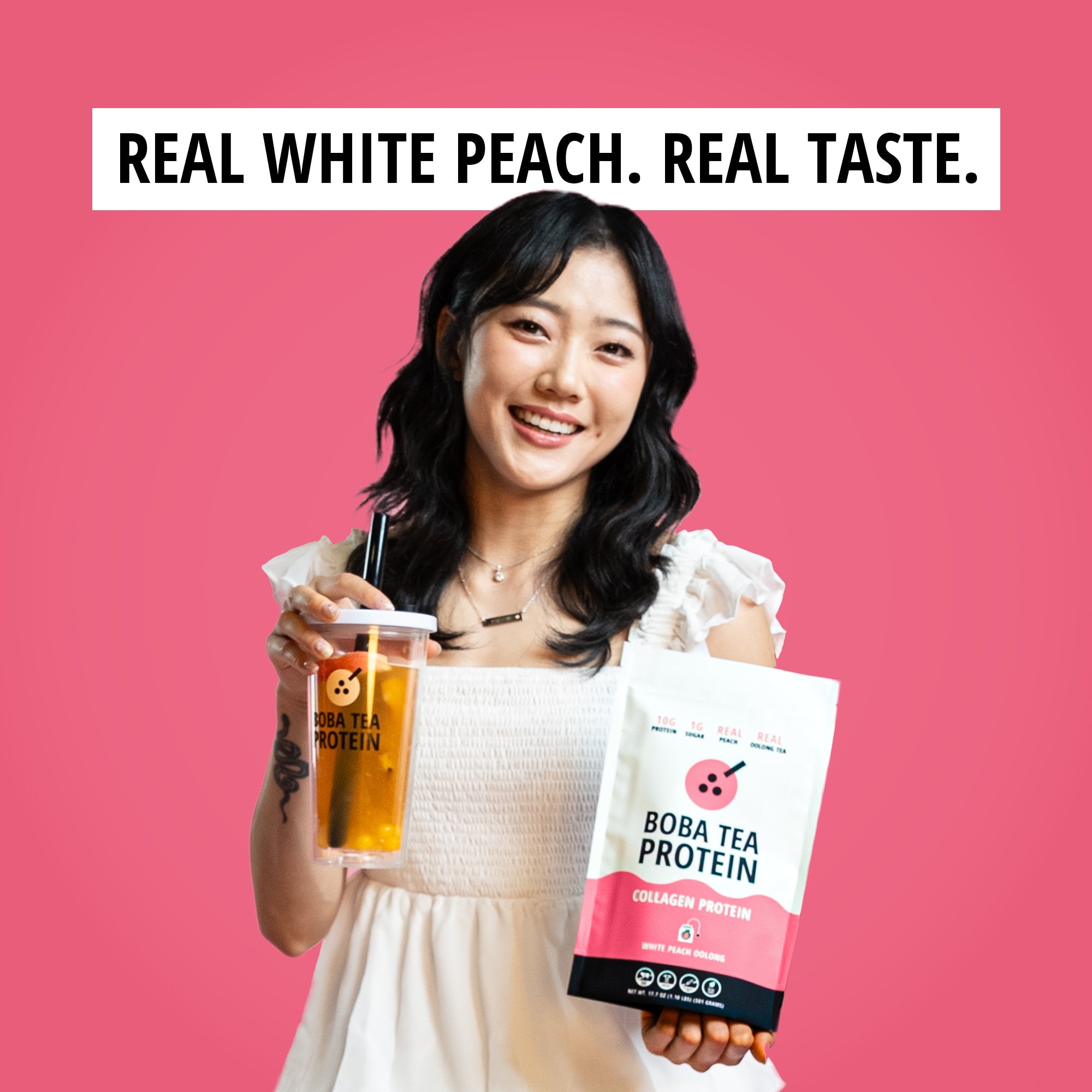 White Peach Oolong Collagen-Boba Tea Protein