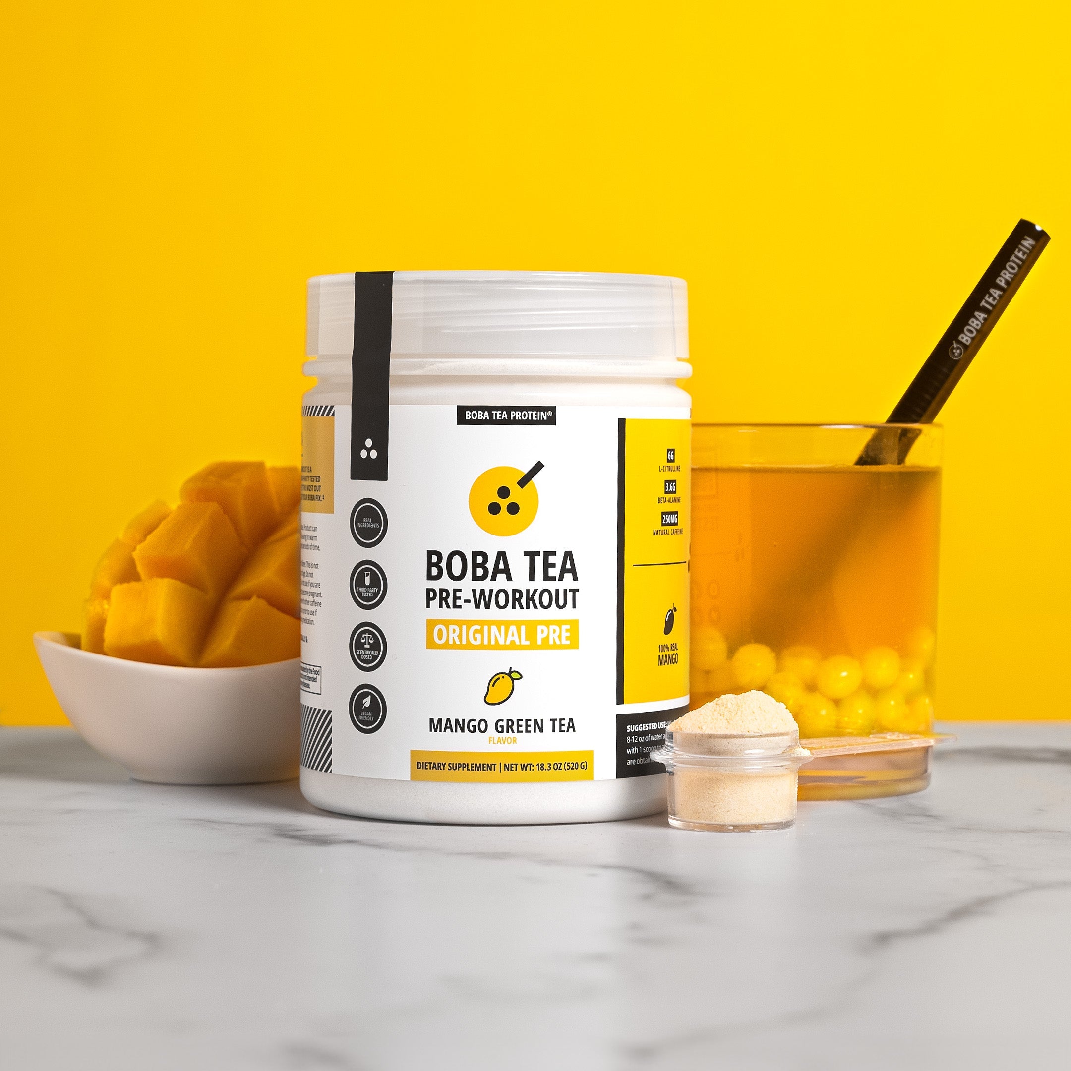 Mango Green Tea Pre-Workout-Boba Tea Protein