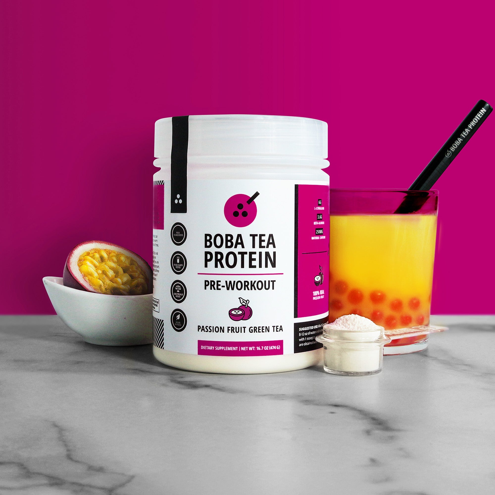 Passion Fruit Green Tea Pre-Workout-Boba Tea Protein