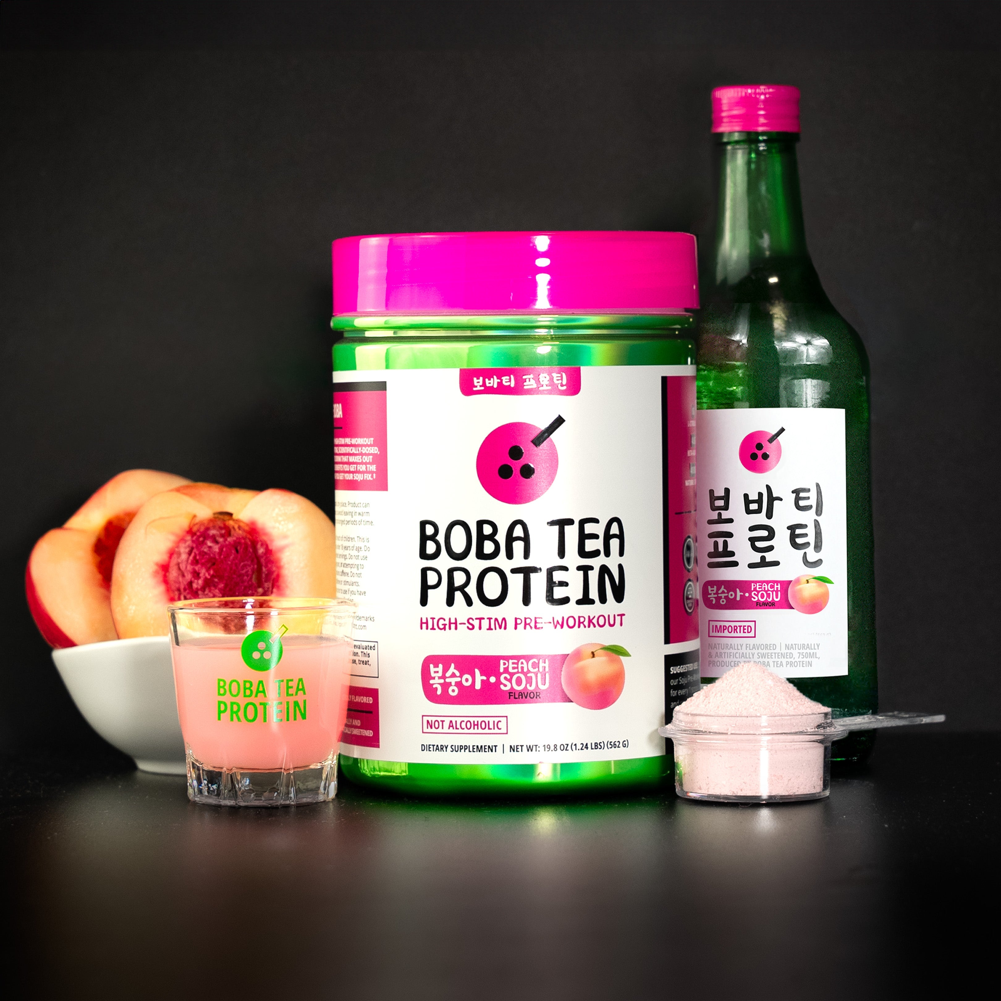 Peach Soju High Stim Pre-Workout-Boba Tea Protein