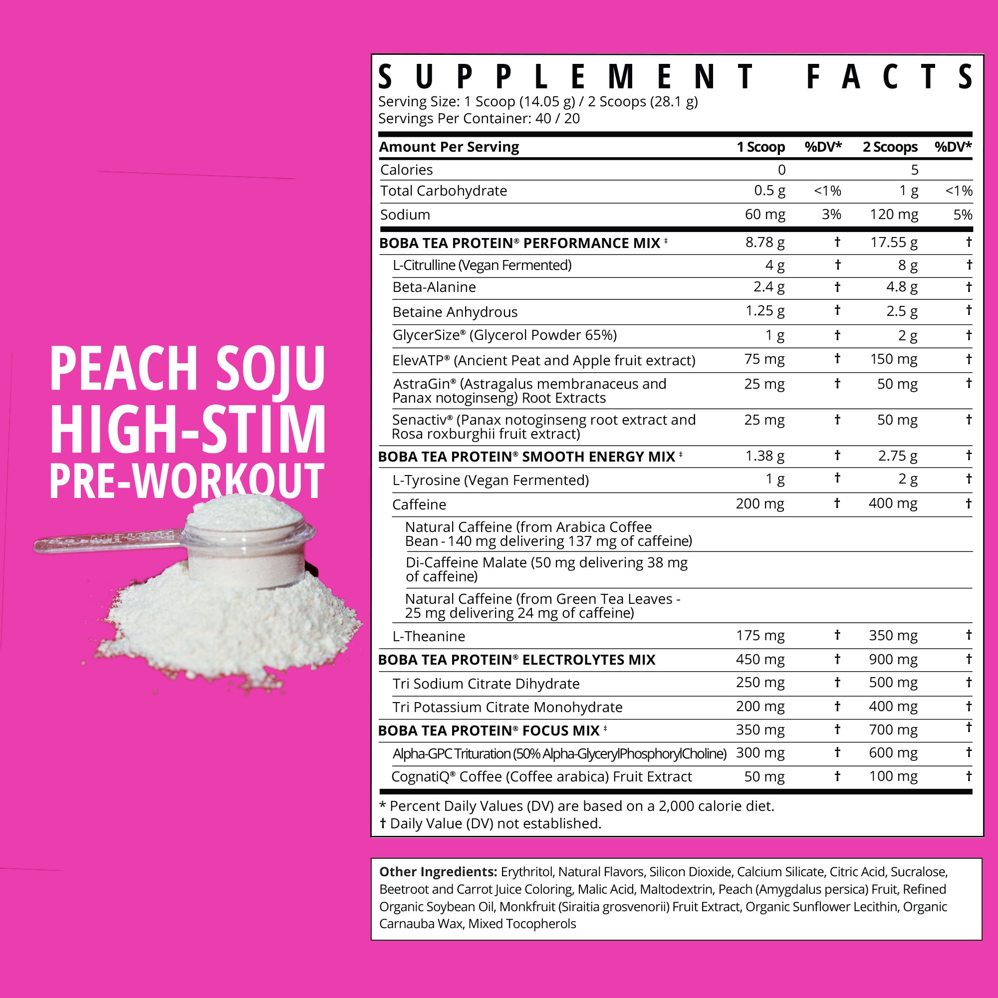 Peach Soju High Stim Pre-Workout-Boba Tea Protein